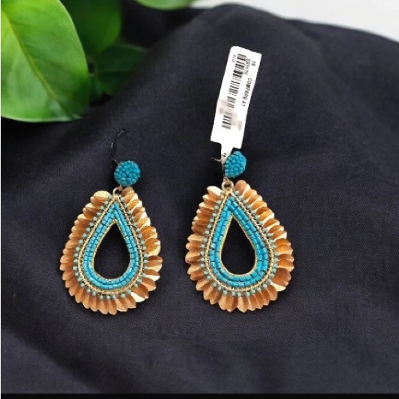 NWT Piper K Bronze and Turquoise Bohemian Seed Bead Earrings - Picture 1 of 3